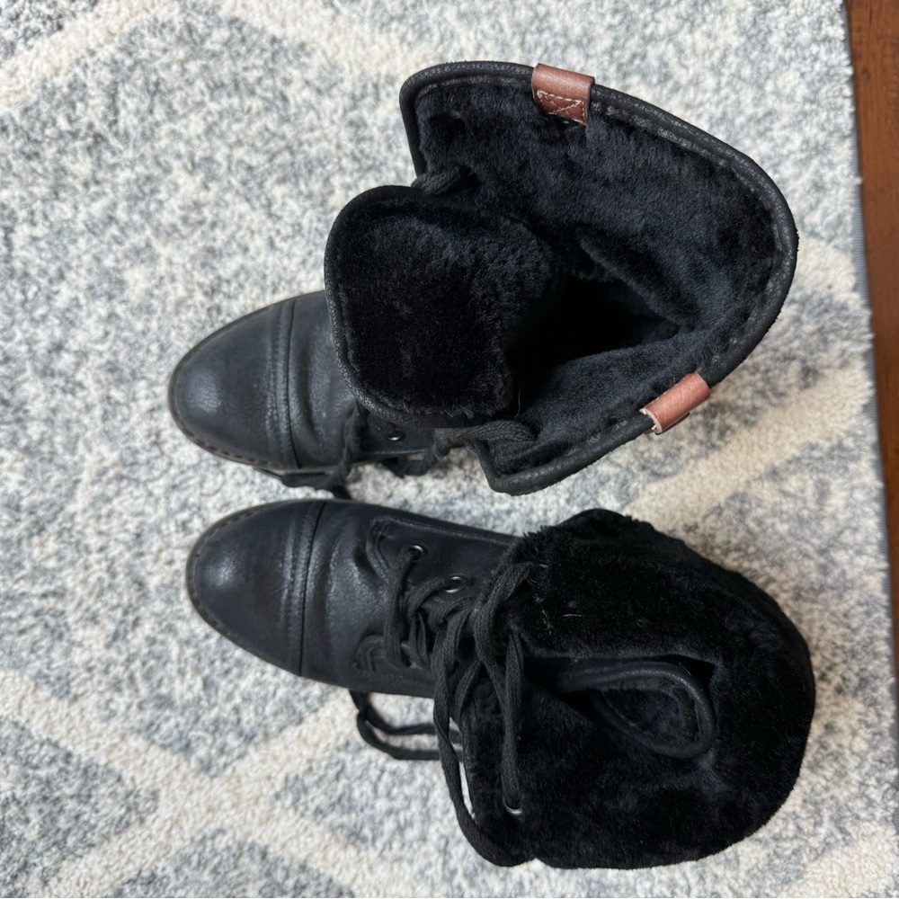 Roxy Black Fur-Lined Combat Boots - Picture 3 of 3